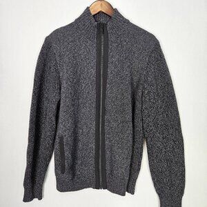 Daniel Hechter Paris Full Zip Knit Sweater Mens 2XL Gray Pockets Ribbed cozy